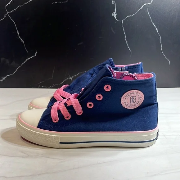 Ten Ben Girl’s High Top Sneakers Blue/Pink sz 3.5 - Picture 2 of 8